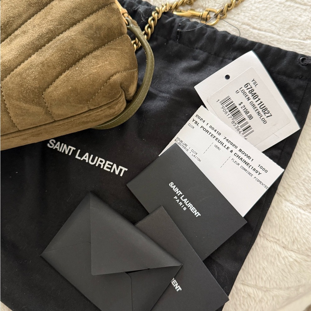 Saint Laurent Toy LouLou Khaki Suede Crossbody Bag - Picture 10 of 10